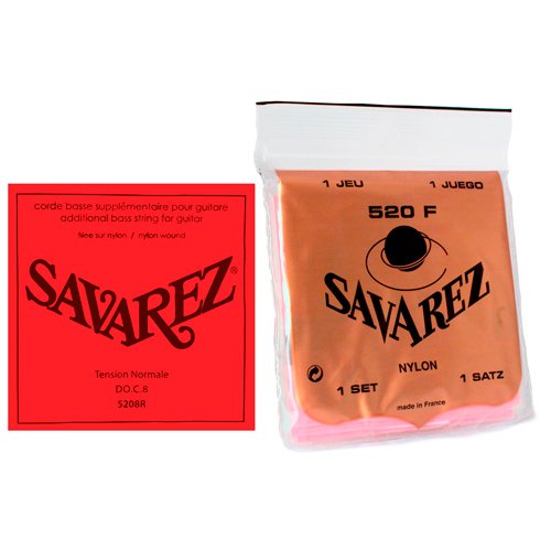 Cordas Savarez Tradicional 520F/5208R Violão Nylon Sete Cordas (Dó) Combo
