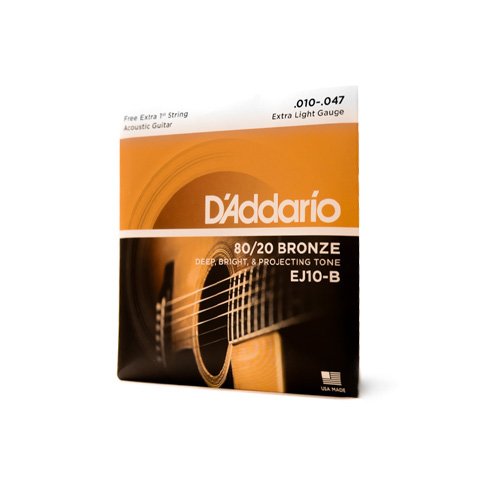 cordas D'Addario Bronze 80/20 EJ10-B Violão Aço .010"