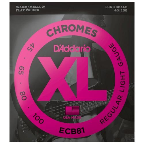 Cordas para Baixo D'Addario XL Chromes ECB81 Flat Wound  .045"