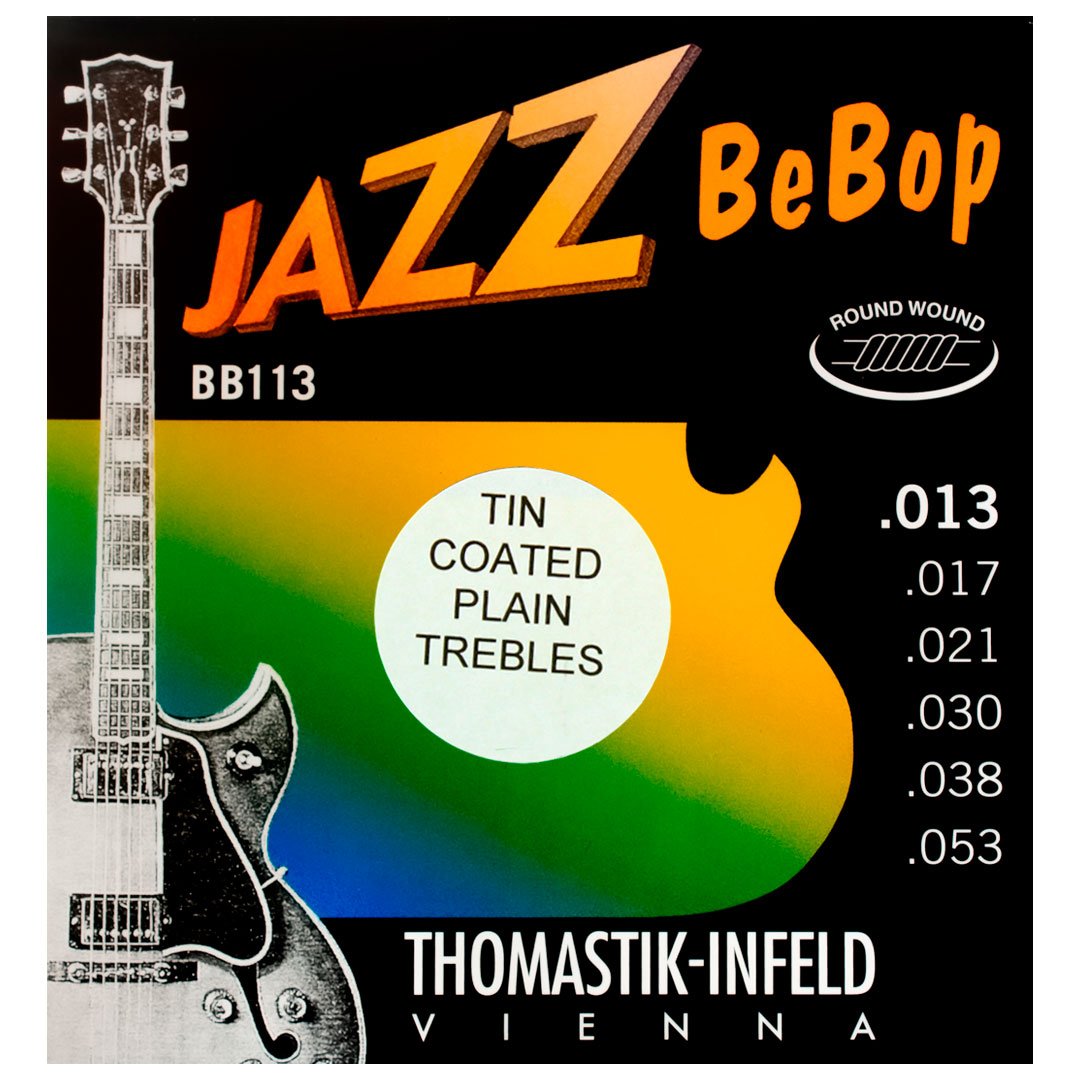 058ada564d4e05d1eb34860a86588726.jpg Cordas Thomastik Jazz Bebop BB113T Guitarra Round / Tin Plated - Imagem 1