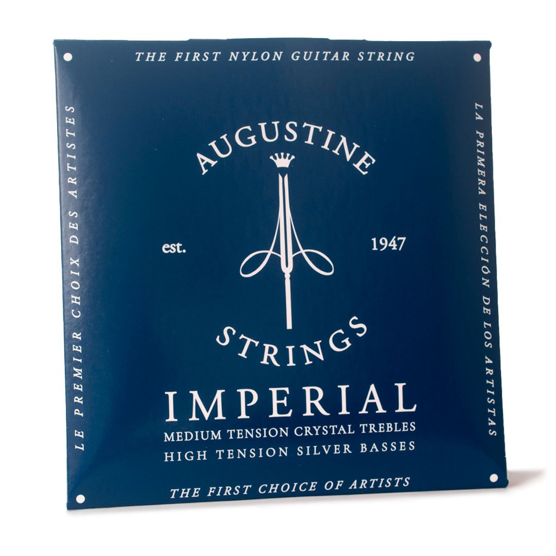 3d5e327d35002a6298b11220e0014d1f.jpg Cordas Augustine Imperial Blue IMPBLU Violão Nylon Tensão Mista - Imagem 1